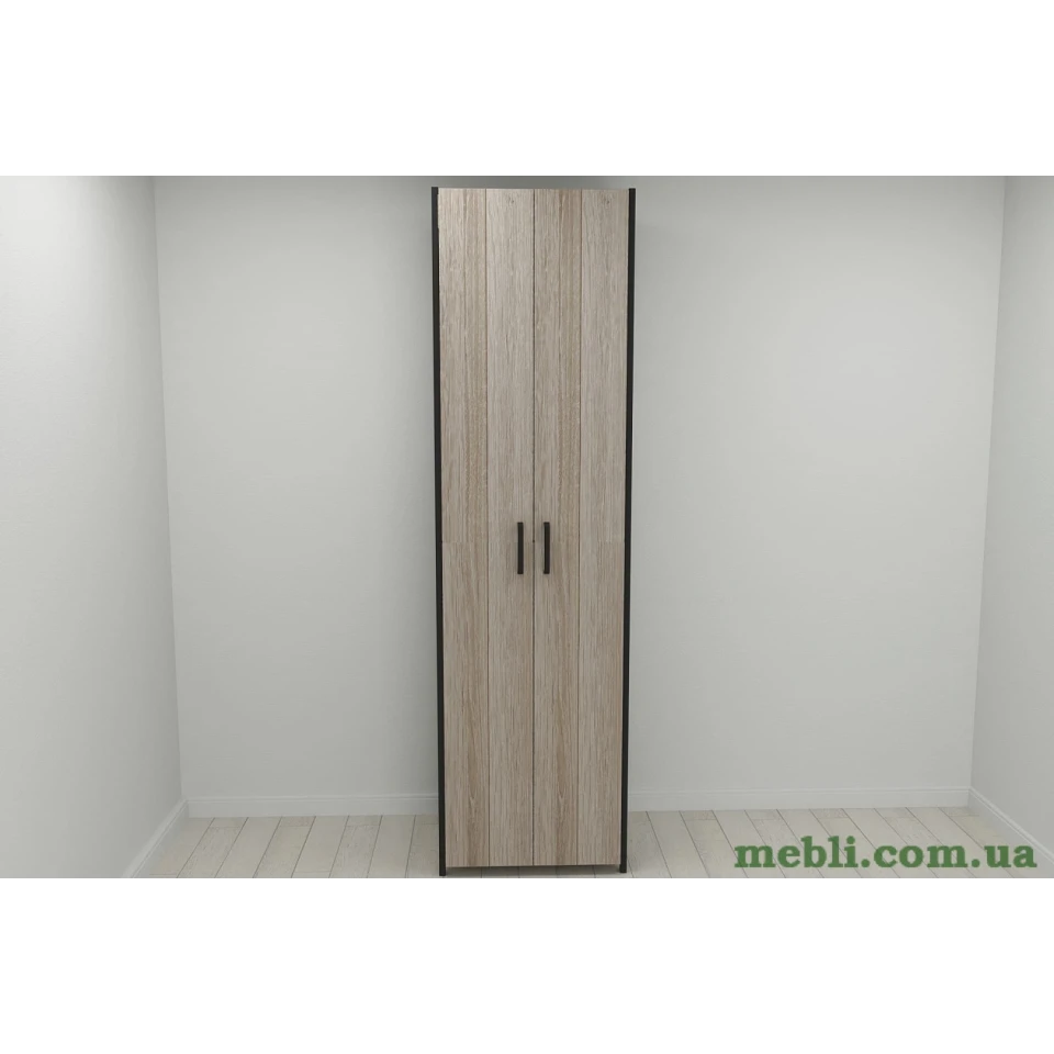 Шафа Гардероб Уні секція 7 серії Конект Ferrum-decor 220x60x50см Чорний метал ДСП Дуб Сонома Трюфель