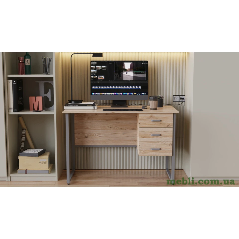 Комп'ютерний стіл Ferrum-decor Гаррі 75x120x60 сірий ДСП Дуб Артізан 16мм