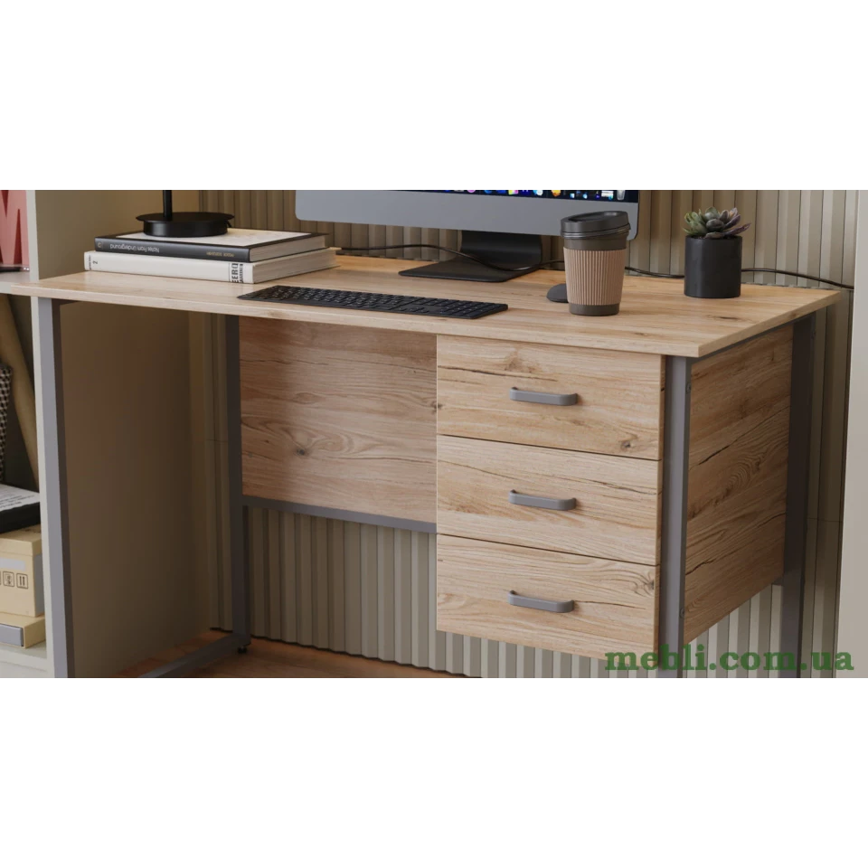 Комп'ютерний стіл Ferrum-decor Гаррі 75x120x60 сірий ДСП Дуб Артізан 16мм