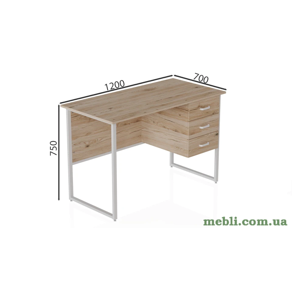 Комп'ютерний стіл Ferrum-decor Гаррі 75x120x70 білий ДСП Дуб Артізан 32мм