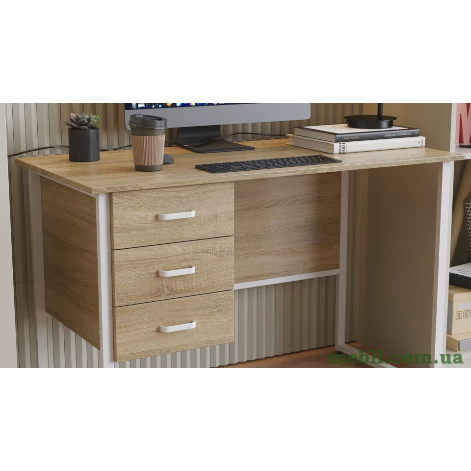 Комп'ютерний стіл Ferrum-decor Гаррі 75x120x70 білий ДСП Дуб Сонома 16мм