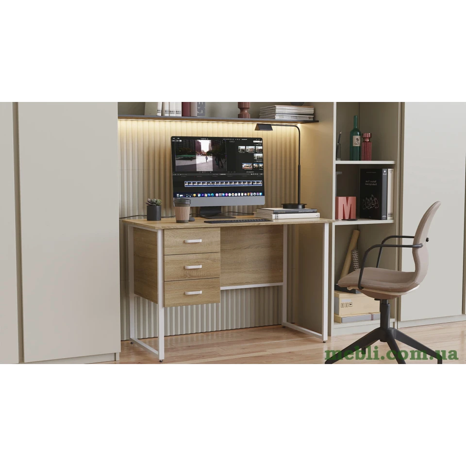 Комп'ютерний стіл Ferrum-decor Гаррі 75x120x70 білий ДСП Дуб Сонома 16мм