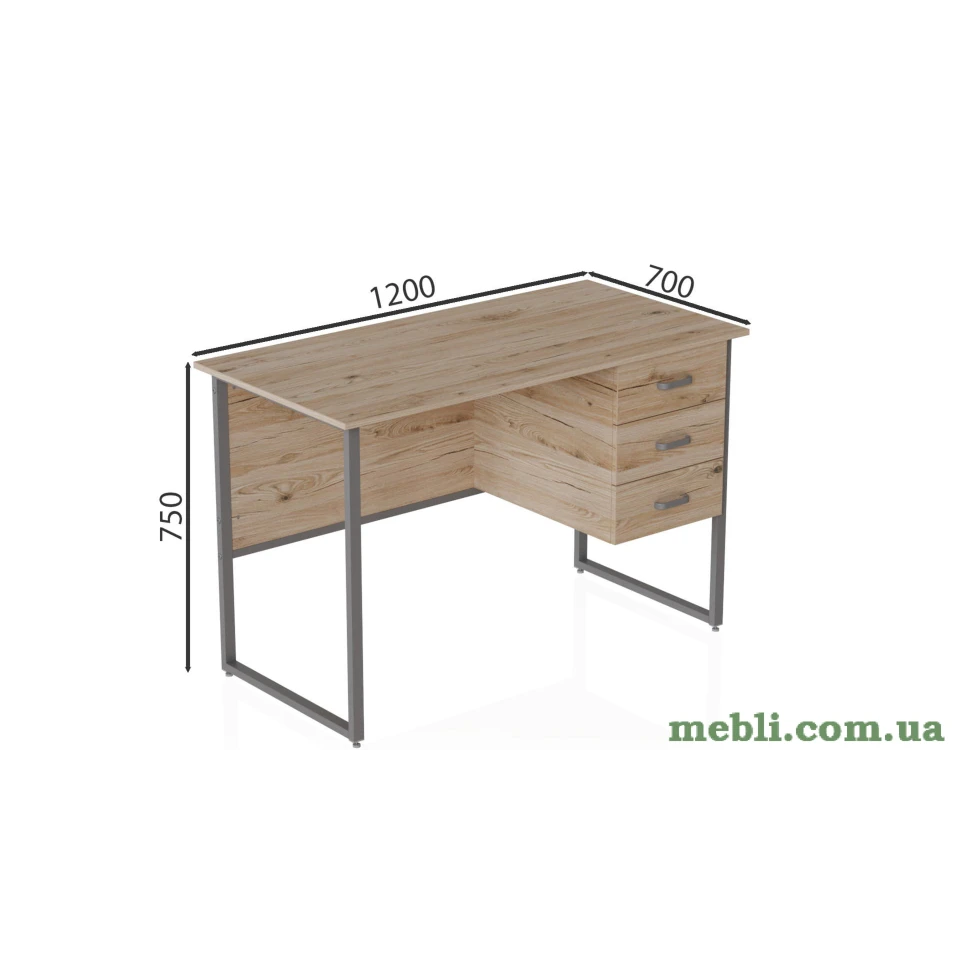 Комп'ютерний стіл Ferrum-decor Гаррі 75x120x70 сірий ДСП Дуб Артізан 16мм