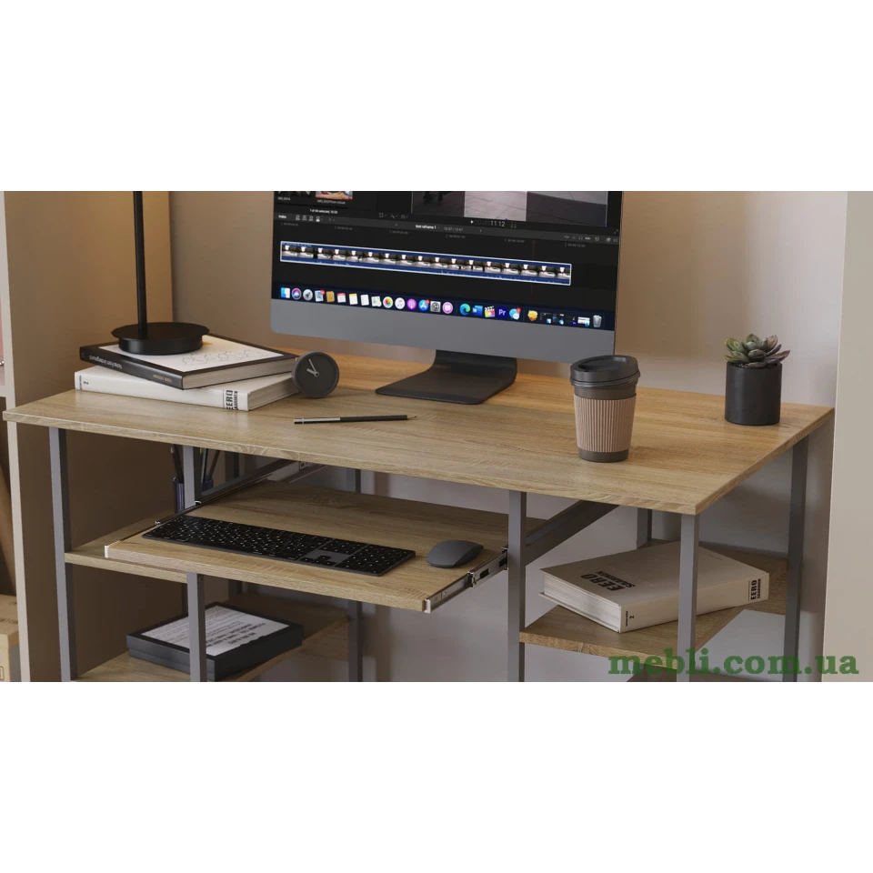 Комп'ютерний стіл Ferrum-decor Гаррі 75x140x60 білий ДСП Дуб Сонома 16мм
