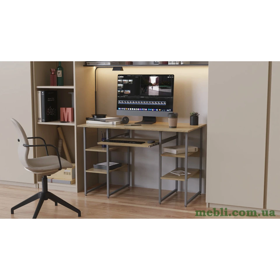 Комп'ютерний стіл Ferrum-decor Гаррі 75x140x60 білий ДСП Дуб Сонома 16мм