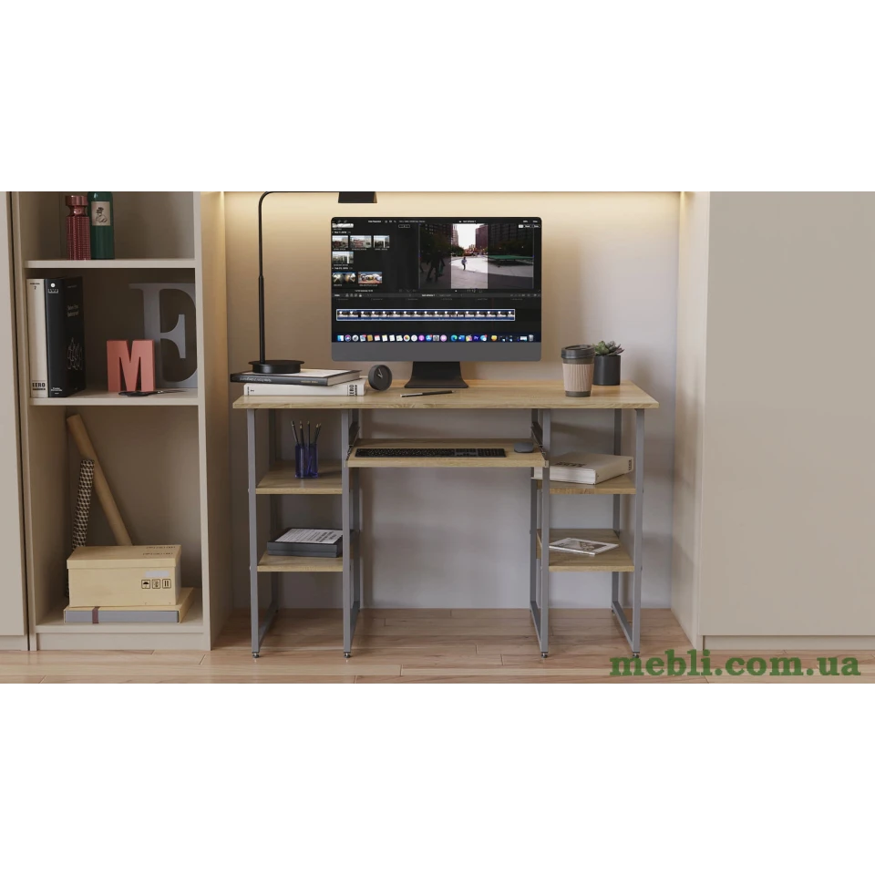 Комп'ютерний стіл Ferrum-decor Гаррі 75x140x60 білий ДСП Дуб Сонома 16мм