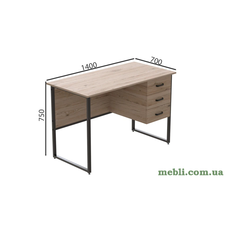 Комп'ютерний стіл Ferrum-decor Гаррі 76x140x70 чорний ДСП Дуб Артізан 32мм