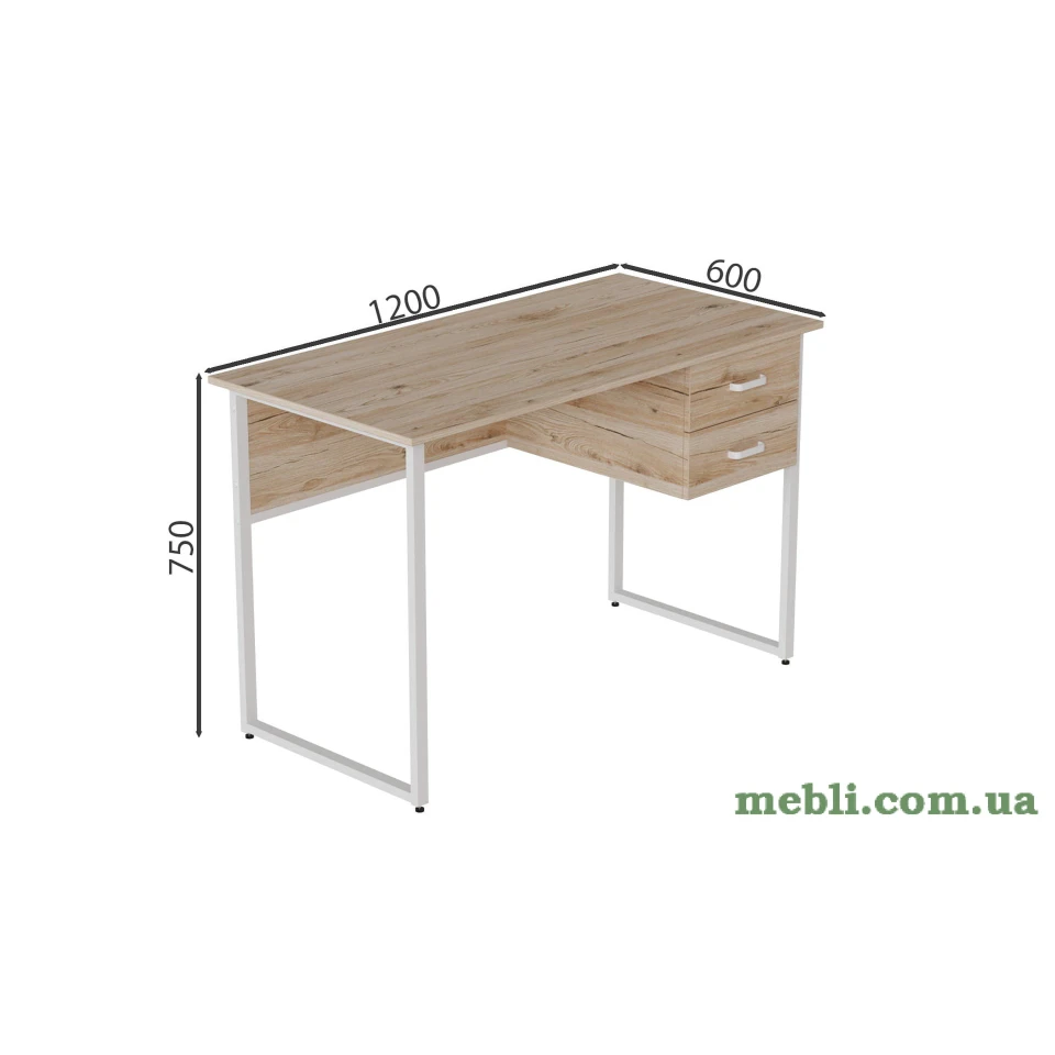 Комп'ютерний стіл Ferrum-decor Дакота 75x120x60 білий ДСП Дуб Артізан 16мм