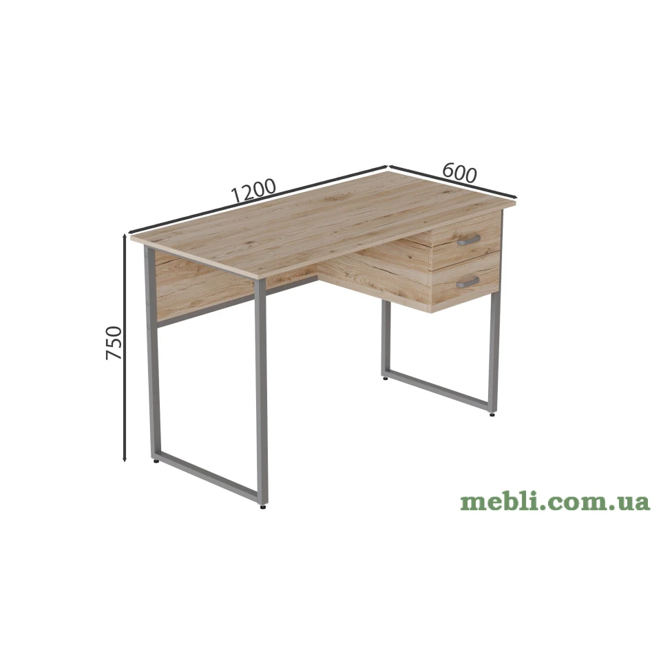 Комп'ютерний стіл Ferrum-decor Дакота 75x120x60 сірий ДСП Дуб Артізан 16мм