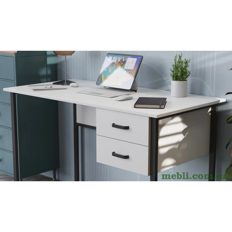 Комп'ютерний стіл Ferrum-decor Дакота 75x120x60 чорний ДСП Білий 16мм