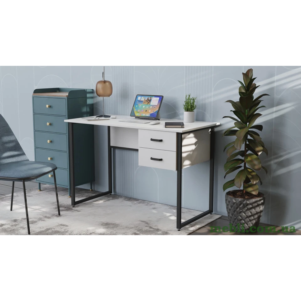 Комп'ютерний стіл Ferrum-decor Дакота 75x120x60 чорний ДСП Білий 16мм