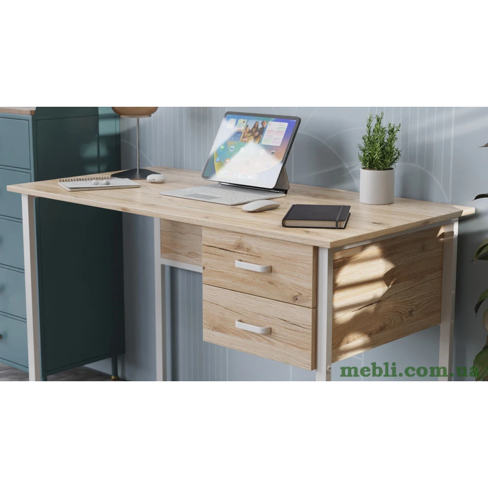 Комп'ютерний стіл Ferrum-decor Дакота 75x120x70 білий ДСП Дуб Артізан 16мм