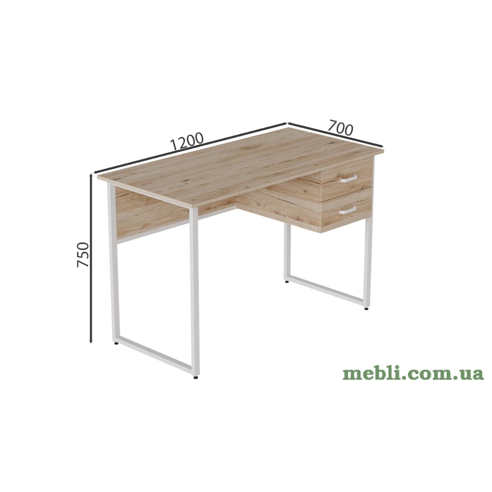 Комп'ютерний стіл Ferrum-decor Дакота 75x120x70 білий ДСП Дуб Артізан 32мм