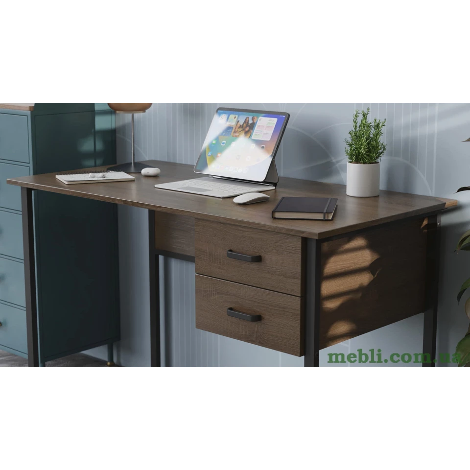 Комп'ютерний стіл Ferrum-decor Дакота 75x120x70 чорний ДСП Дуб Сонома Труфель 16мм