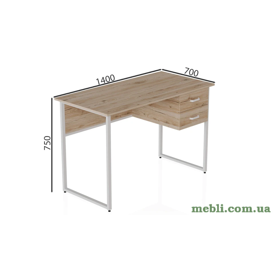 Комп'ютерний стіл Ferrum-decor Дакота 75x140x70 білий ДСП Дуб Артізан 16мм