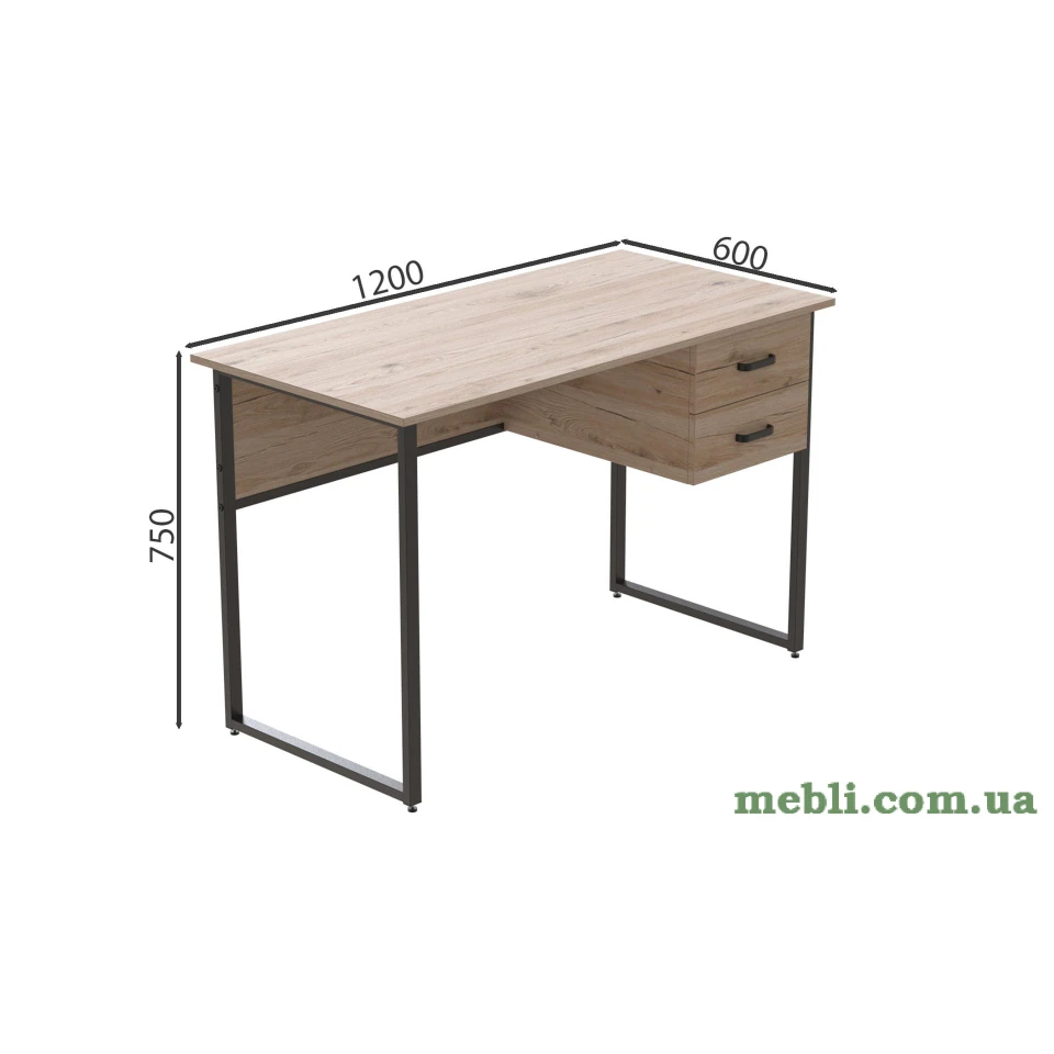 Комп'ютерний стіл Ferrum-decor Дакота 76x120x60 чорний ДСП Дуб Артізан 32мм