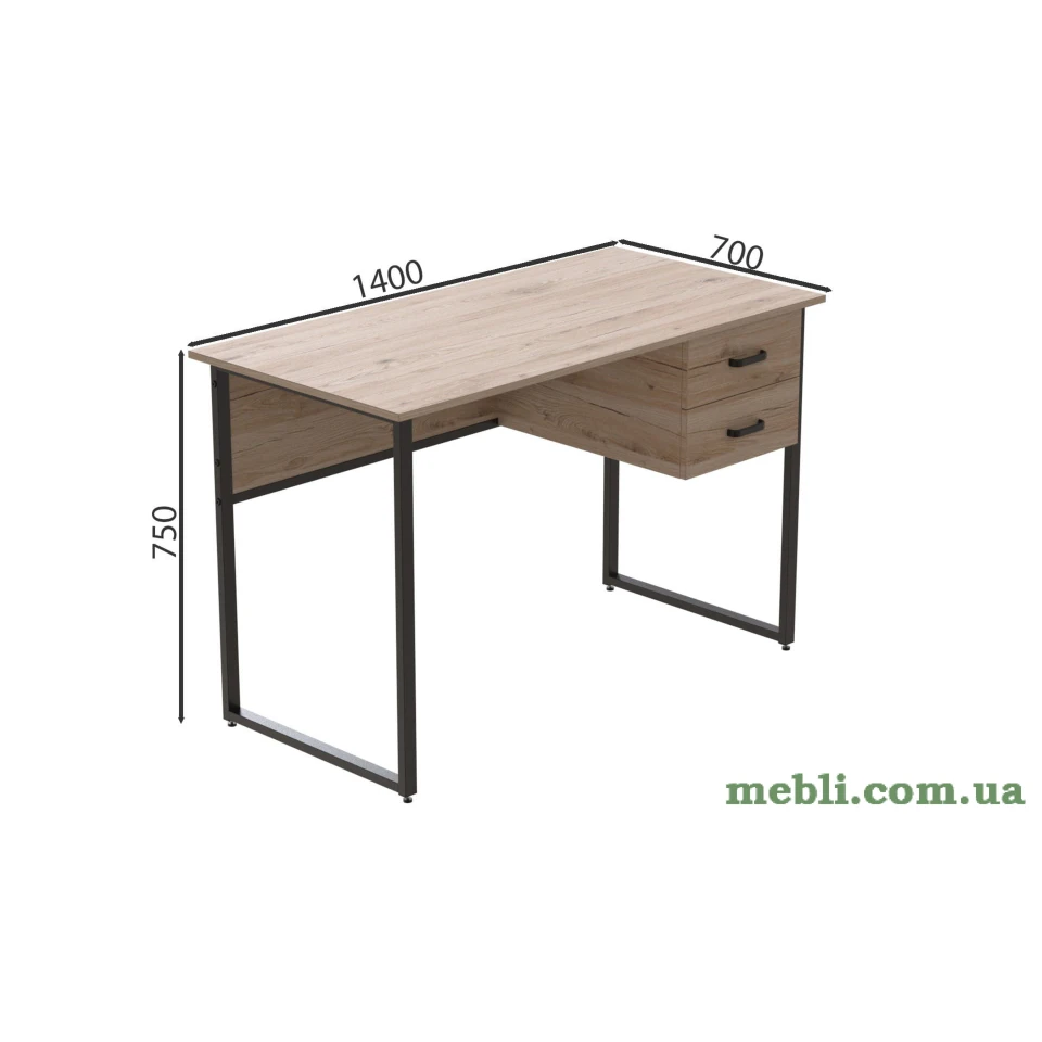 Комп'ютерний стіл Ferrum-decor Дакота 76x140x70 чорний ДСП Дуб Артізан 32мм