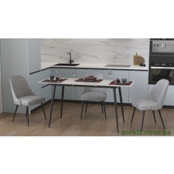 Стіл кухонний розкладний Данді на конусних ногах Ferrum-decor 75x120(160)x60 Чорний метал ДСП Бетон