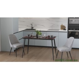 Стіл кухонний розкладний Данді на конусних ногах Ferrum-decor 75x120(160)x60 Чорний метал ДСП Венге Магія