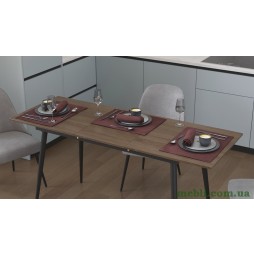 Стіл кухонний розкладний Данді на конусних ногах Ferrum-decor 75x120(160)x60 Чорний метал ДСП Дуб Сонома Трюфель