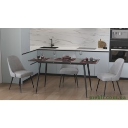 Стіл кухонний розкладний Данді на конусних ногах Ferrum-decor 75x120(160)x60 Чорний метал ДСП Сосна Кембра