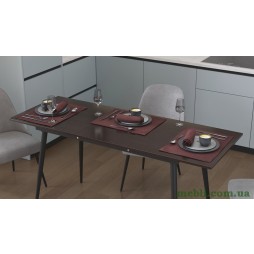 Стіл кухонний розкладний Данді на конусних ногах Ferrum-decor 75x120(160)x70 Чорний метал ДСП Венге Магія