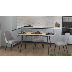 Стіл кухонний розкладний Данді на конусних ногах Ferrum-decor 75x120(160)x70 Чорний метал ДСП Дуб Артизан