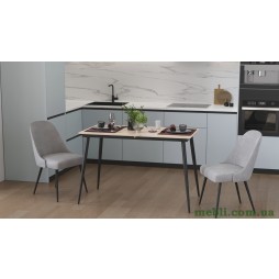 Стіл кухонний розкладний Данді на конусних ногах Ferrum-decor 75x120(160)x70 Чорний метал ДСП Дуб Сан-Марино