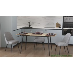 Стіл кухонний розкладний Данді на конусних ногах Ferrum-decor 75x120(160)x70 Чорний метал ДСП Дуб Сонома