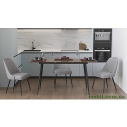 Стіл кухонний розкладний Данді на конусних ногах Ferrum-decor 75x120(160)x70 Чорний метал ДСП Дуб Сонома Трюфель