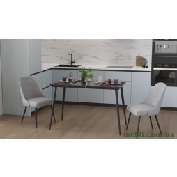 Стіл кухонний розкладний Данді на конусних ногах Ferrum-decor 75x120(160)x70 Чорний метал ДСП Сосна Кембра