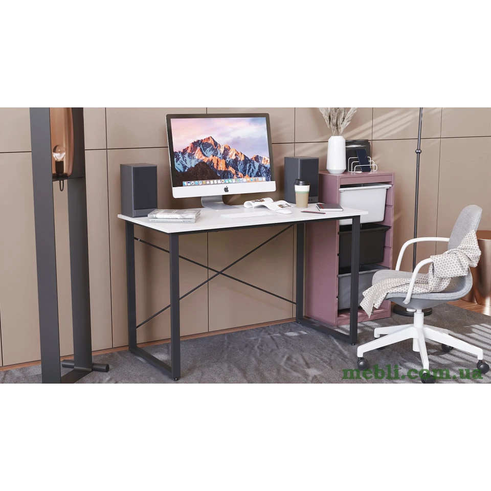 Комп'ютерний стіл Ferrum-decor Дейв 75x100x60 чорний ДСП Білий 16мм