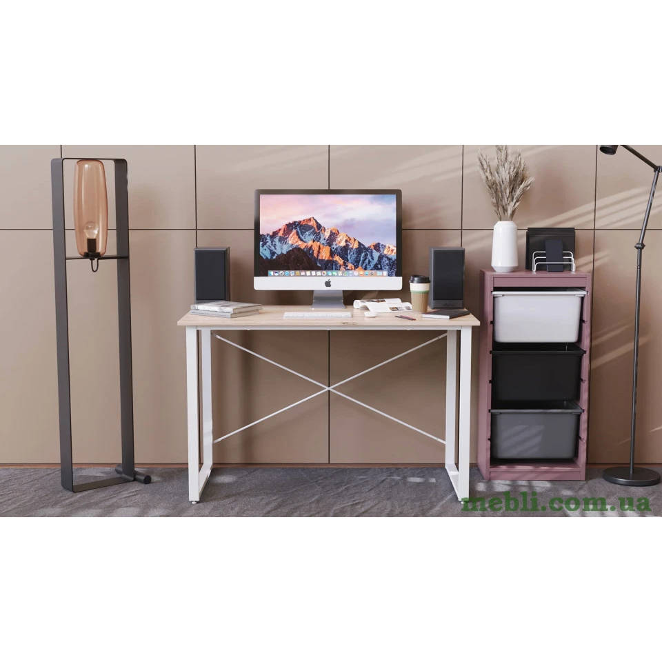 Комп'ютерний стіл Ferrum-decor Дейв 75x100x70 білий ДСП Дуб Артізан 32мм
