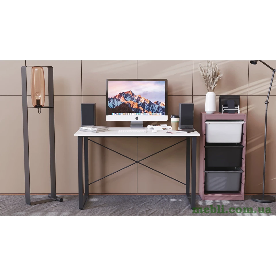Комп'ютерний стіл Ferrum-decor Дейв 75x100x70 чорний ДСП Білий 16мм
