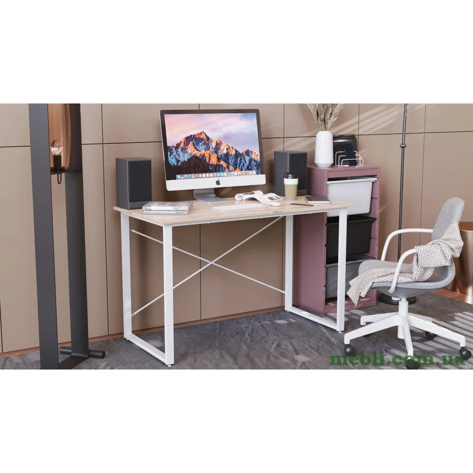 Комп'ютерний стіл Ferrum-decor Дейв 75x120x60 білий ДСП Дуб Артізан 32мм