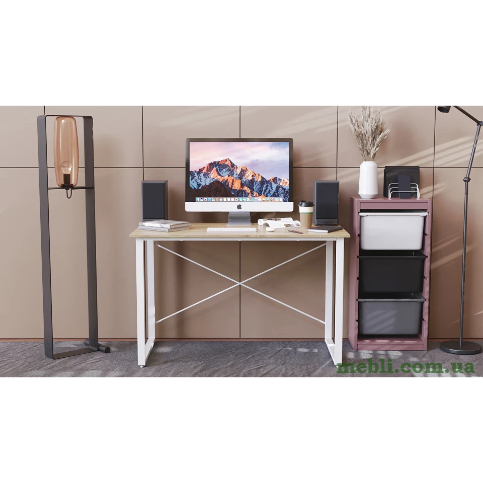 Комп'ютерний стіл Ferrum-decor Дейв 75x120x60 білий ДСП Дуб Сонома 16мм