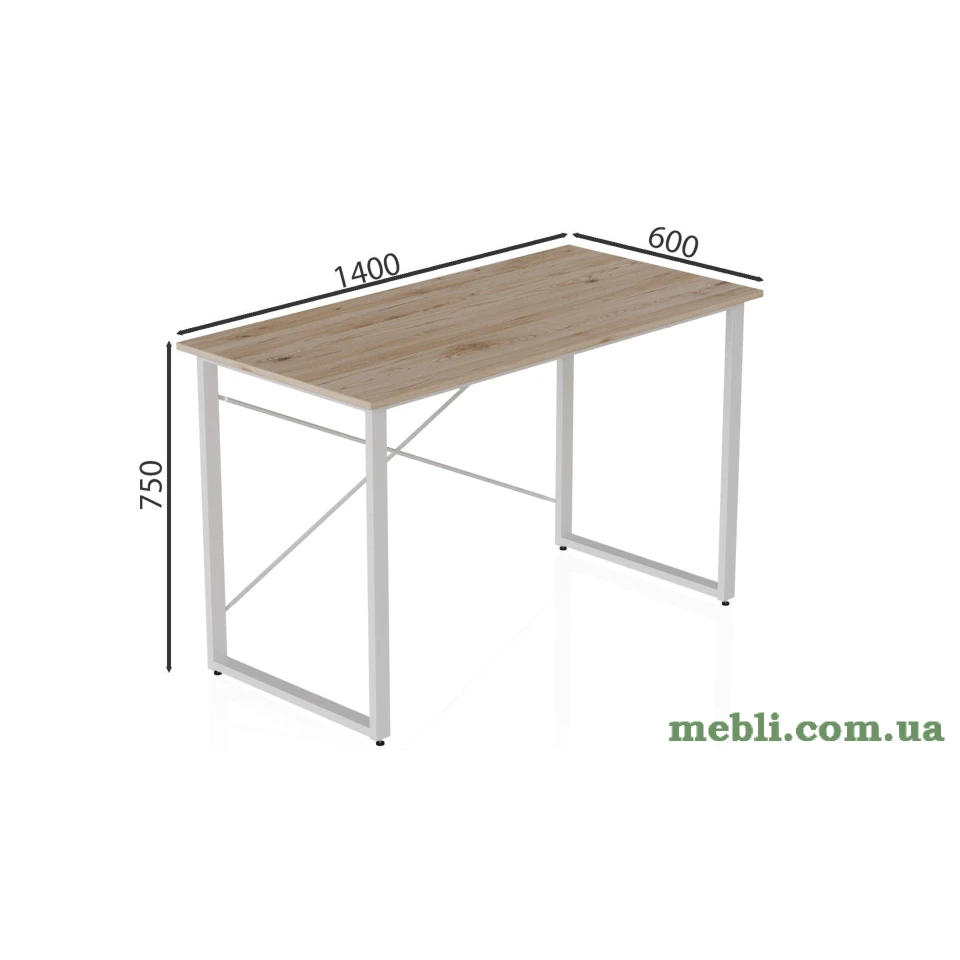 Комп'ютерний стіл Ferrum-decor Дейв 75x140x60 білий ДСП Дуб Артізан 16мм