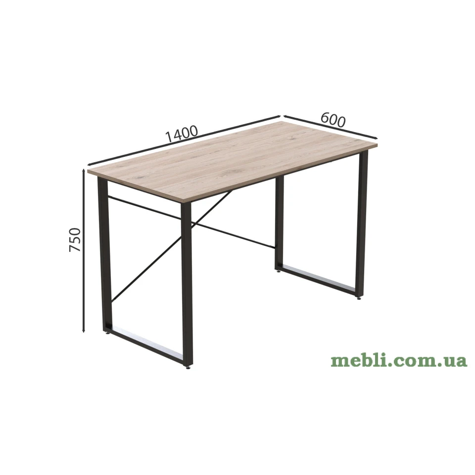 Комп'ютерний стіл Ferrum-decor Дейв 75x140x60 чорний ДСП Дуб Артізан 32мм
