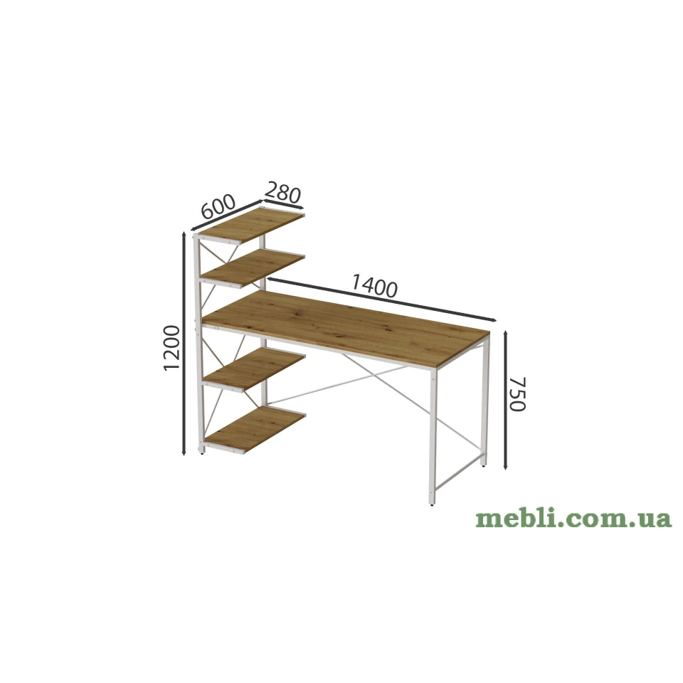 Комп'ютерний стіл Ferrum-decor Джек 75x140x60 Білий ДСП Артизан