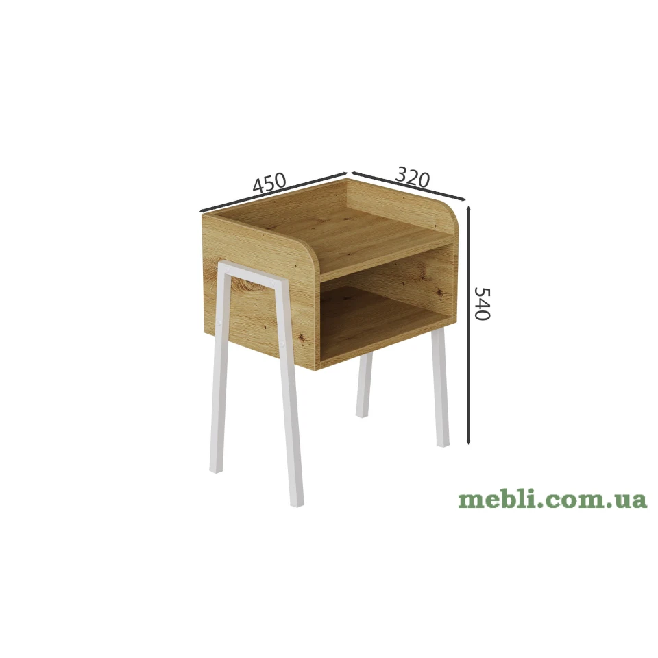 Тумба модульна Ferrum-decor Джузі 540x450x320 метал Білий ДСП Дуб Артізан