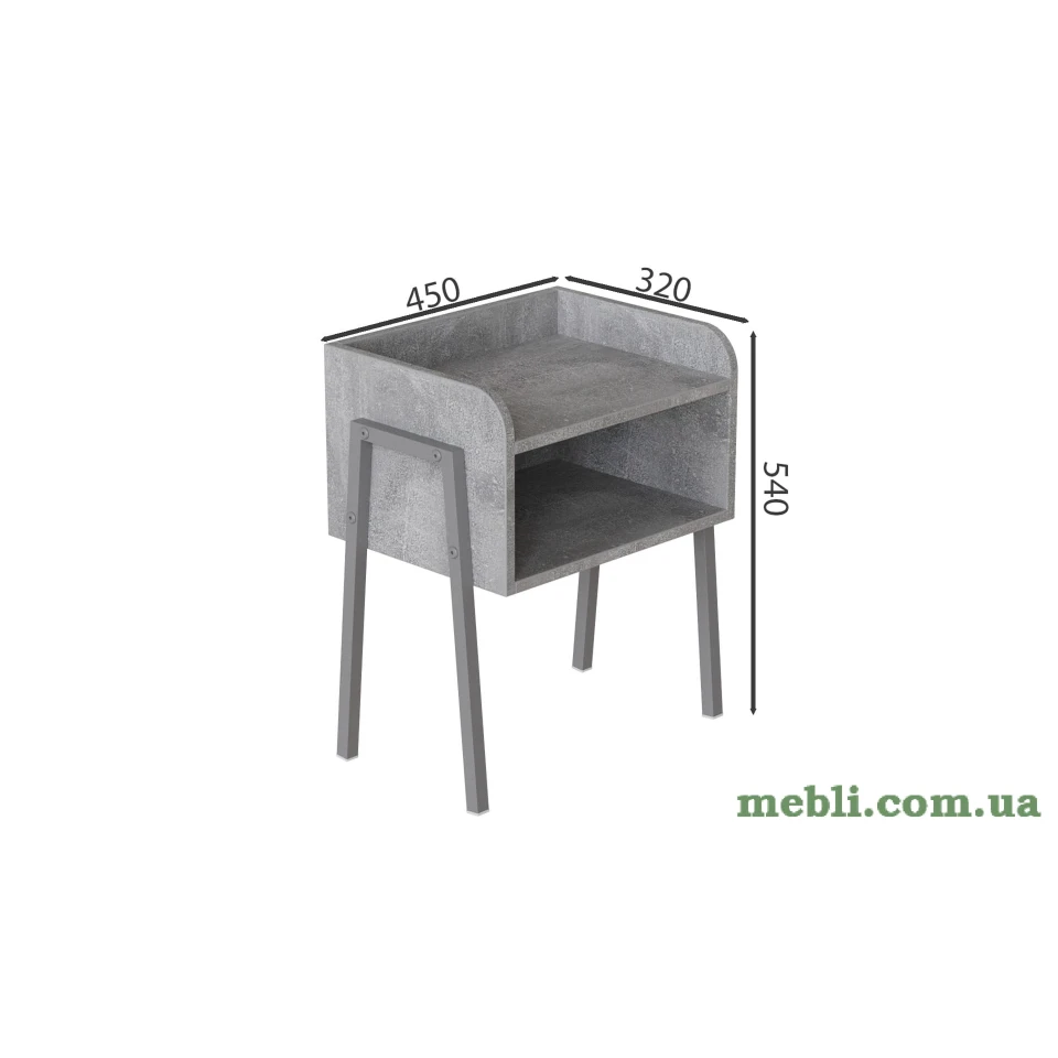 Тумба модульна Ferrum-decor Джузі 540x450x320 метал Сірий ДСП Бетон