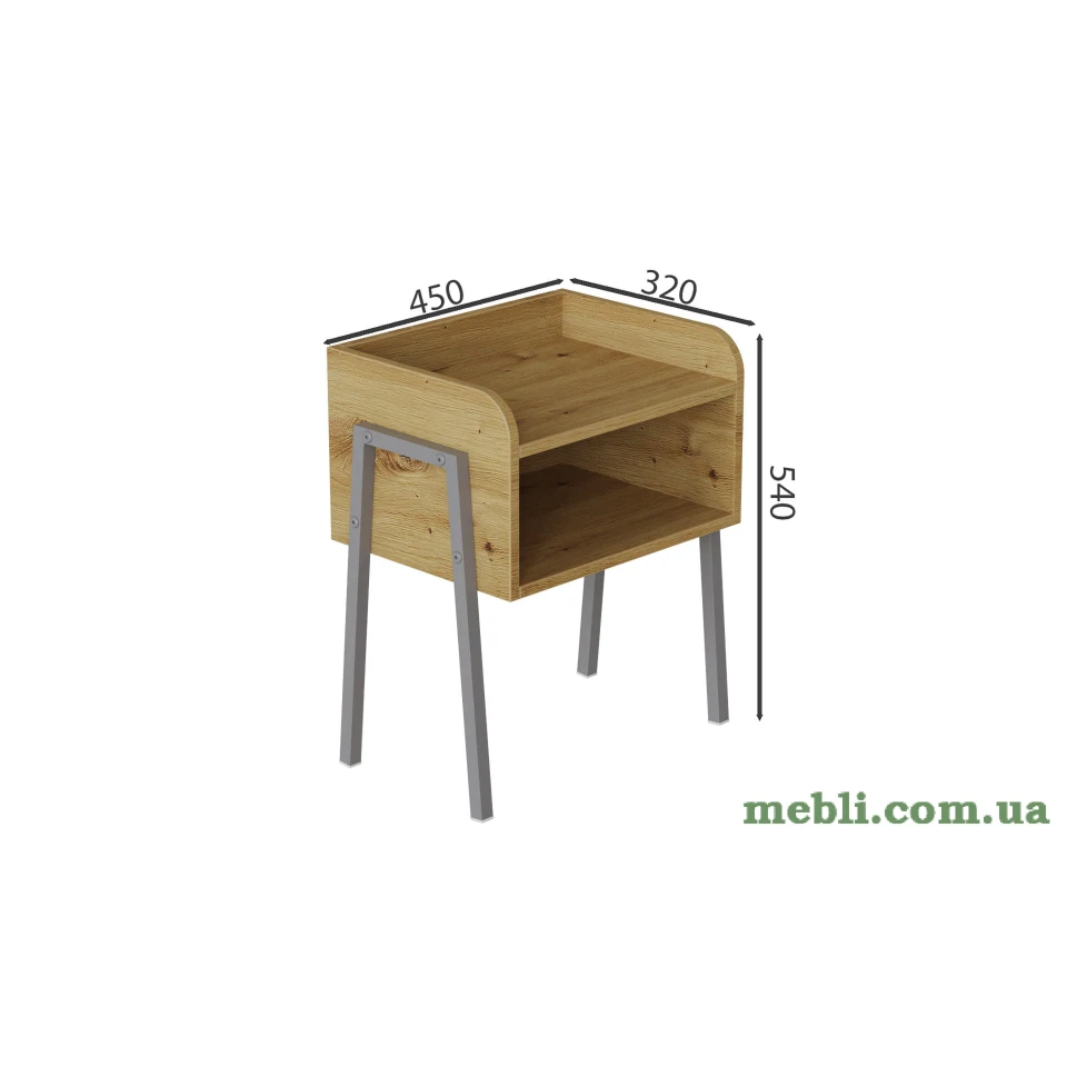 Тумба модульна Ferrum-decor Джузі 540x450x320 метал Сірий ДСП Дуб Артізан