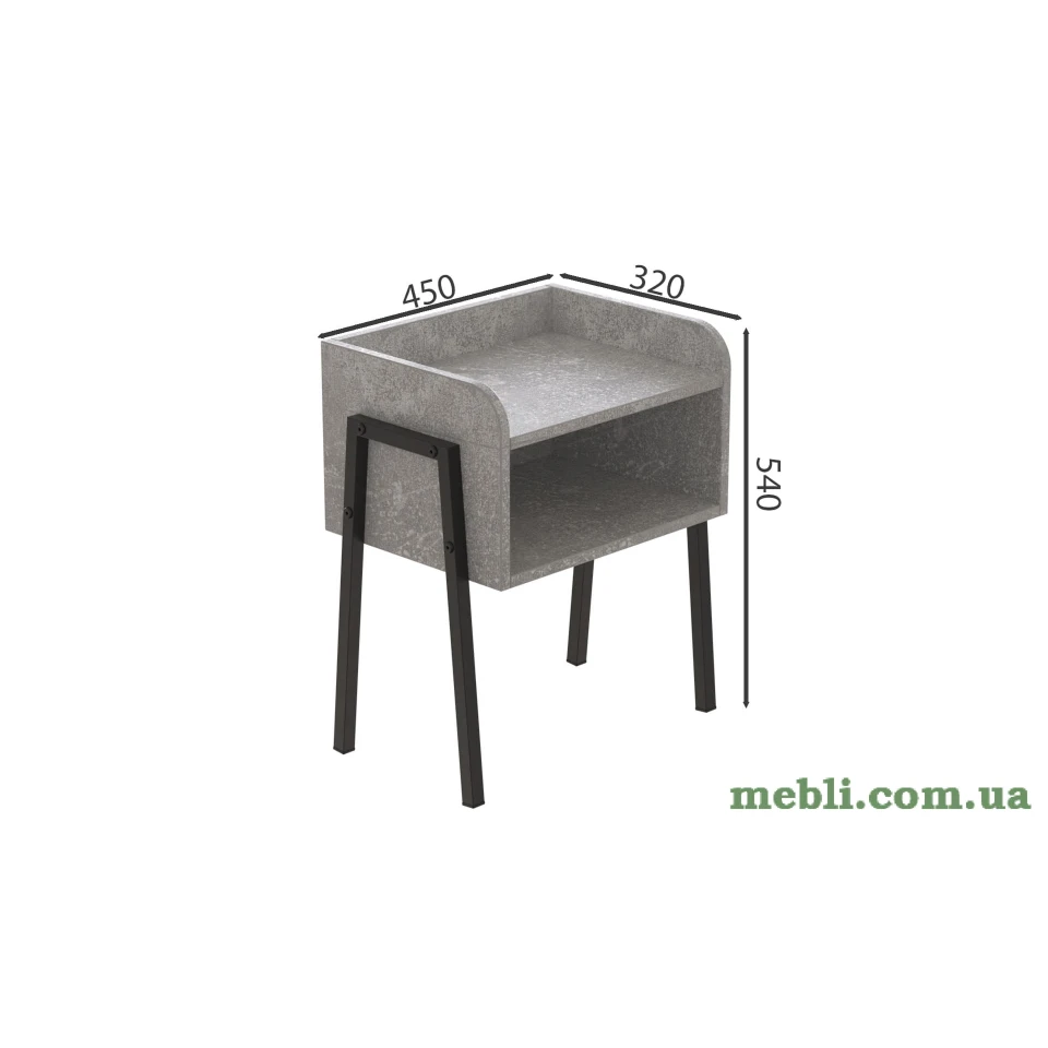 Тумба модульна Ferrum-decor Джузі 540x450x320 метал Чорний ДСП Бетон