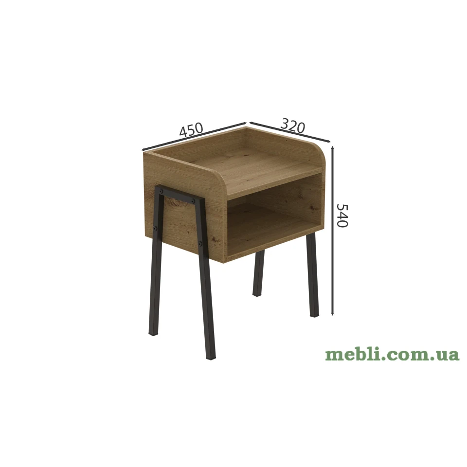 Тумба модульна Ferrum-decor Джузі 540x450x320 метал Чорний ДСП Дуб Артізан