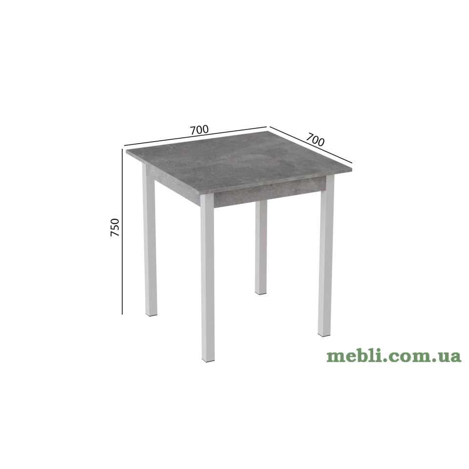 Стіл кухонний Ferrum-decor Дієго 75x70x70 Білий ДСП Бетон 16мм