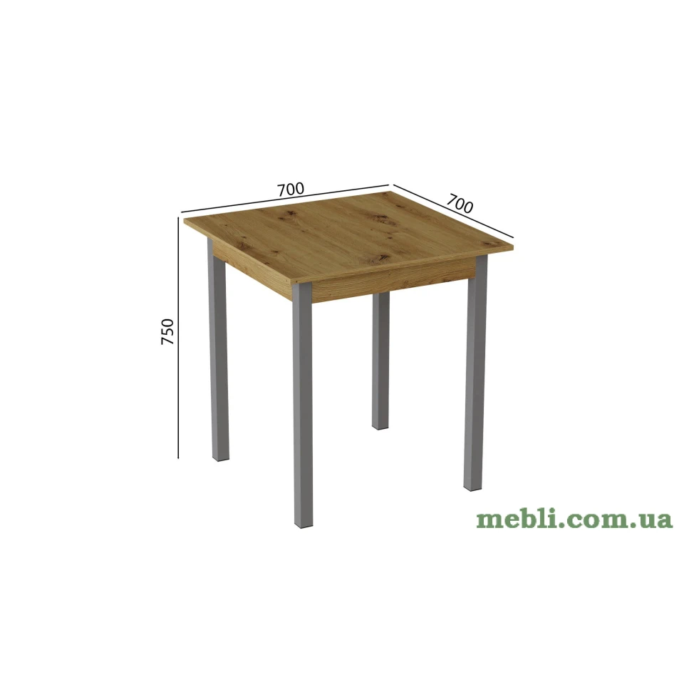 Стіл кухонний Ferrum-decor Дієго 75x70x70 Сірий ДСП Дуб Артизан 16мм