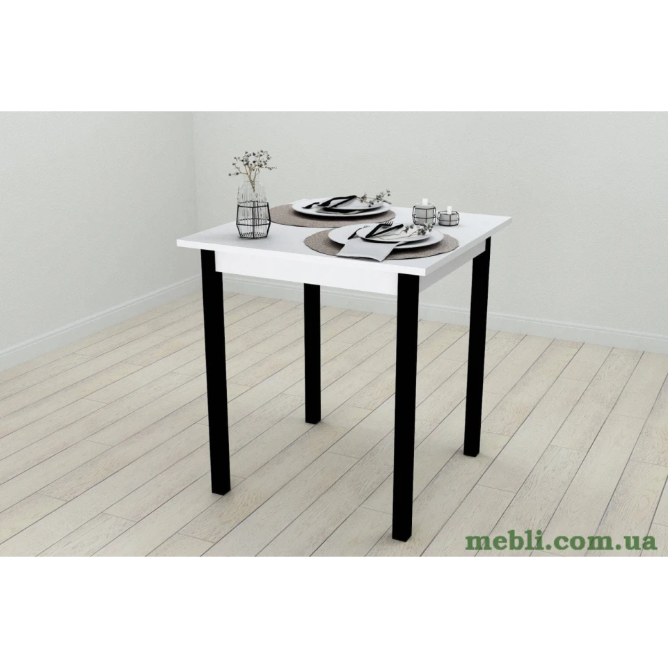 Стіл кухонний Ferrum-decor Дієго 75x70x70 Чорний ДСП Біле 16мм