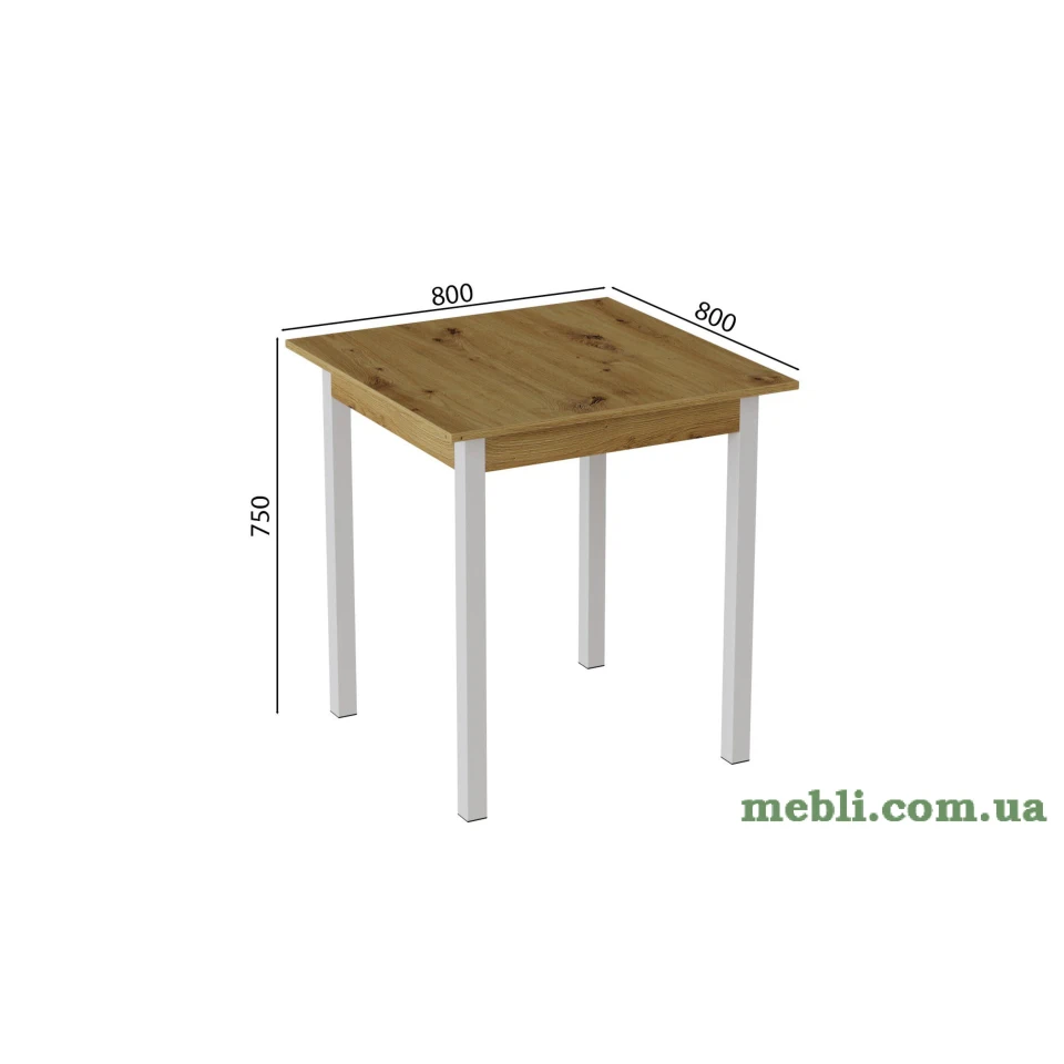 Стіл кухонний Ferrum-decor Дієго 75x80x80 Білий ДСП Дуб Артизан 16мм