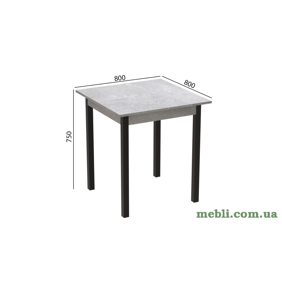 Стіл кухонний Ferrum-decor Дієго 75x80x80 Чорний ДСП Бетон 16мм