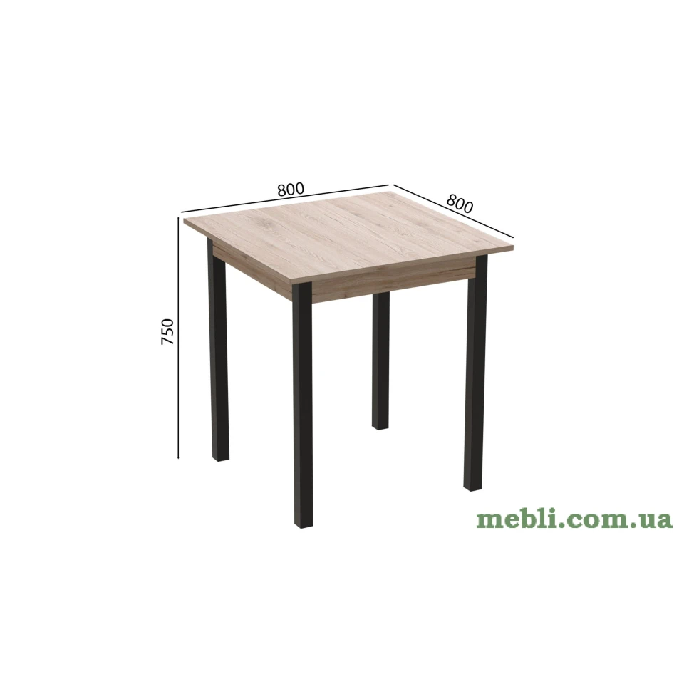 Стіл кухонний Ferrum-decor Дієго 75x80x80 Чорний ДСП Сан-Марино 16мм